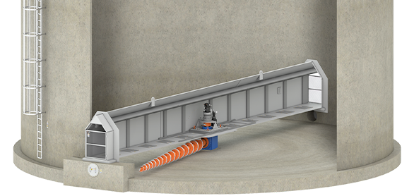 silo unloading, unloader, silo reclaimers, bulk storage systems, bulk storage and handling, reclaimer